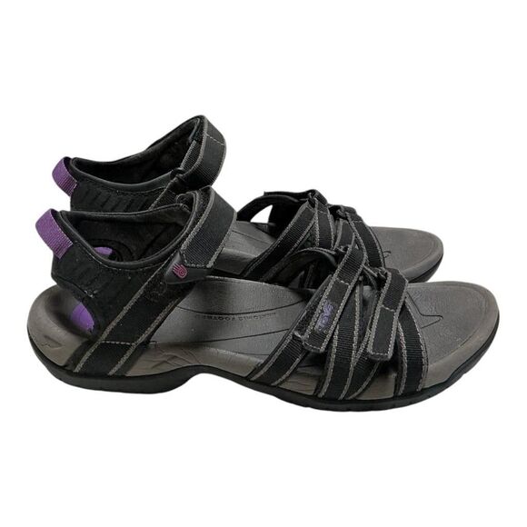 Teva Sport Sandals Women 9 40 Black Purple Tirra Strappy Hiking Outdoors Vegan - Picture 4 of 8